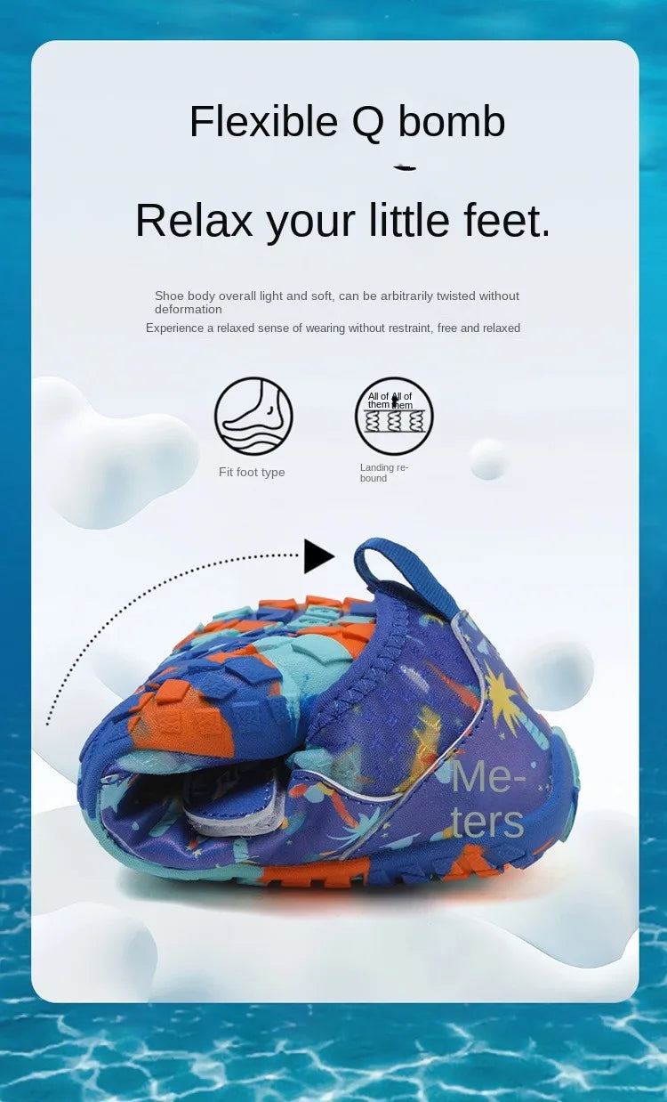 Children's Anti-cut Anti-slip Wear-resistant Rubber-soled Wading Shoes Beach Sandals Quick-drying Pool Shoes Outdoor Water Playi
