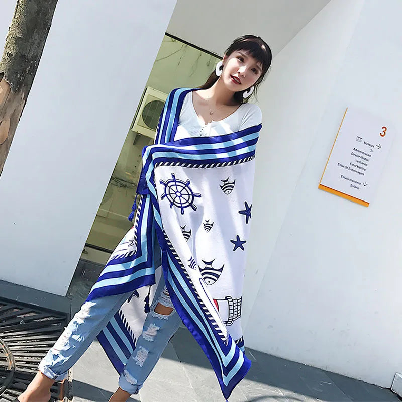 Fashions 90x180cm Twill Cotton Pareo Beach Cover-Ups Women Large Beach Dress Bikini Bathing Swimwear Cover Up Sarong Wrap Scarf