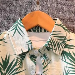 Children's Short-Sleeved Shirt Summer Beach Seaside Boys Flower Shirt Baby Summer Top Boys Shorts Set