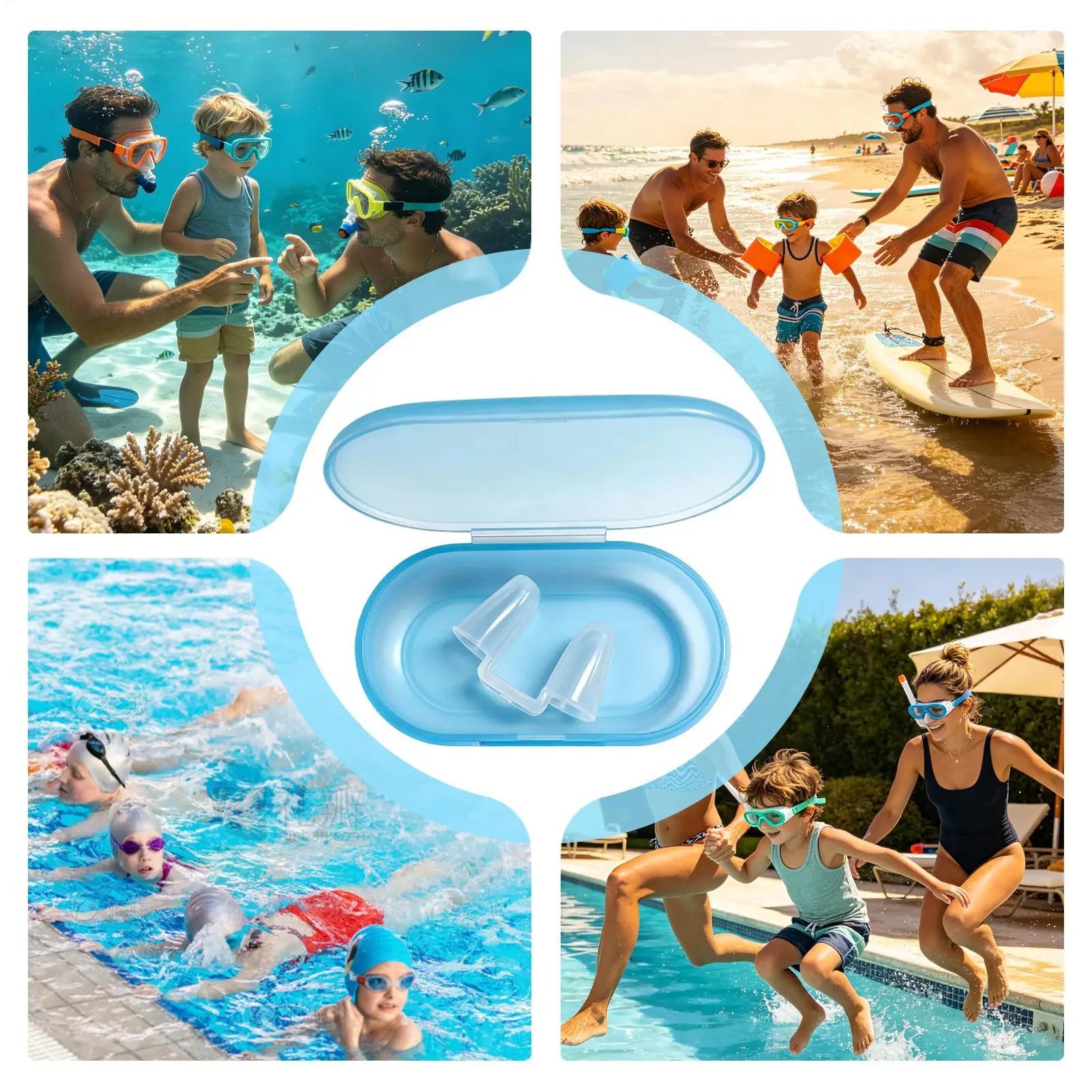Silicone Nose Clips for Swimming, Anti-Choking Snorkel Nose Plug for Pool Beach Diving Water Sports Outdoor Travel