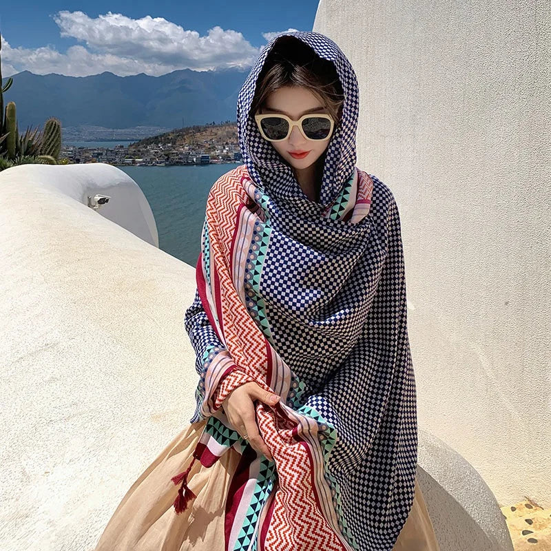20 Styles 90x180cm Cotton Linen Summer Beach Dress Bikini Cover-ups Sarong Wrap Scarf Women Brazilian Swimsuit Bathing Cover Up