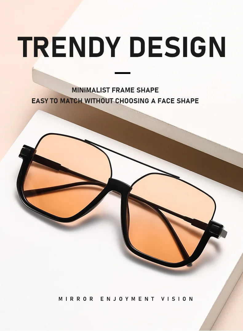 New Man Woman Sun Glasses High Quality UV400 Sunglasses Unisex Double Beam Design Half-Frame Sunnies Fashion Versatile Shade