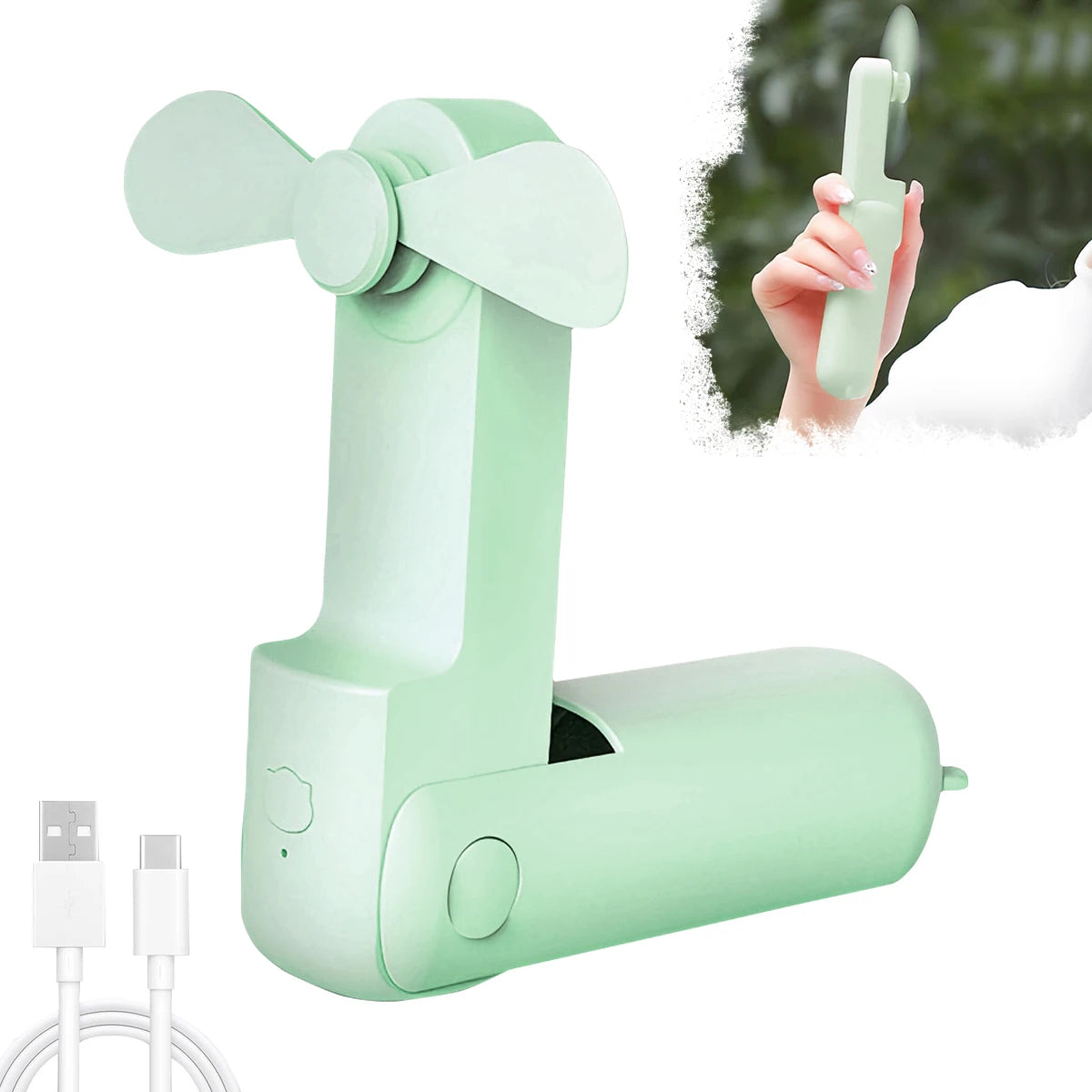 Portable Handheld Fan Cute Mini Fan 500mAh Battery 3 speed Adjustable Low-Noise Electric Fan Gift Outdoor Folding Fan