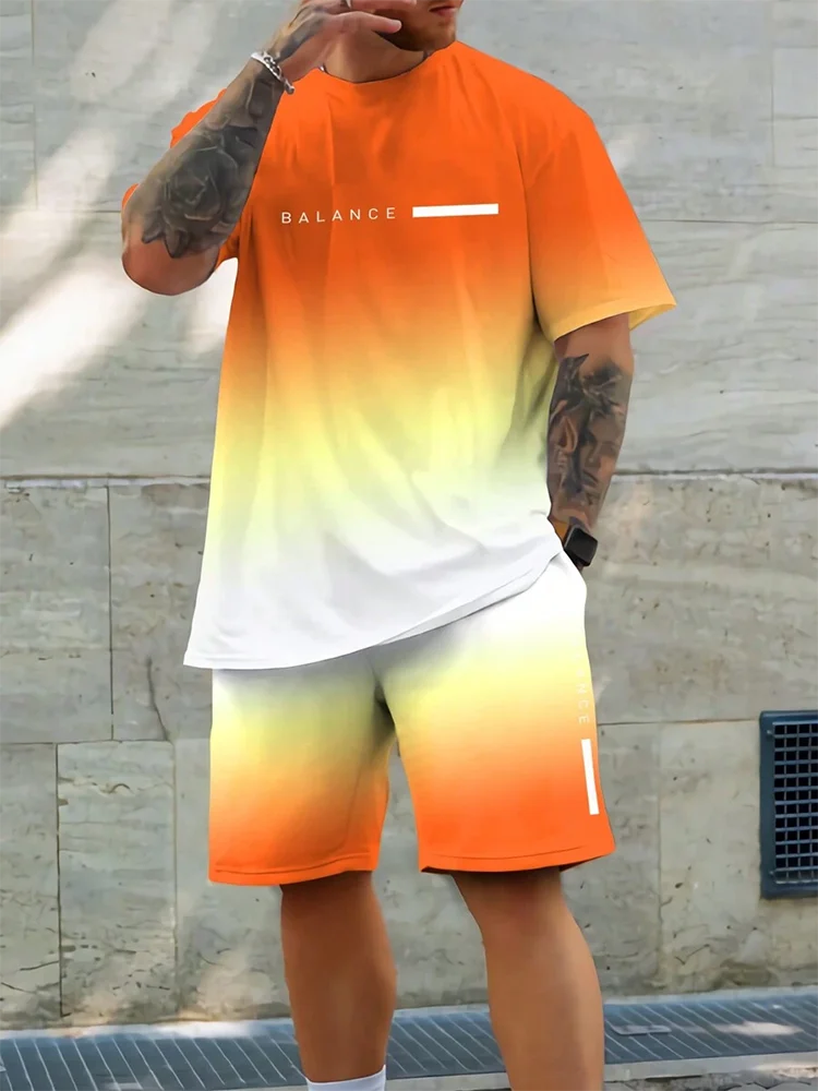 2025 Men's 2 Piece Set Hawaiian Fashion Men's T-shirt Shorts Set Daily Casual Men's Short Sleeve Top Outdoor Beach Men's Short