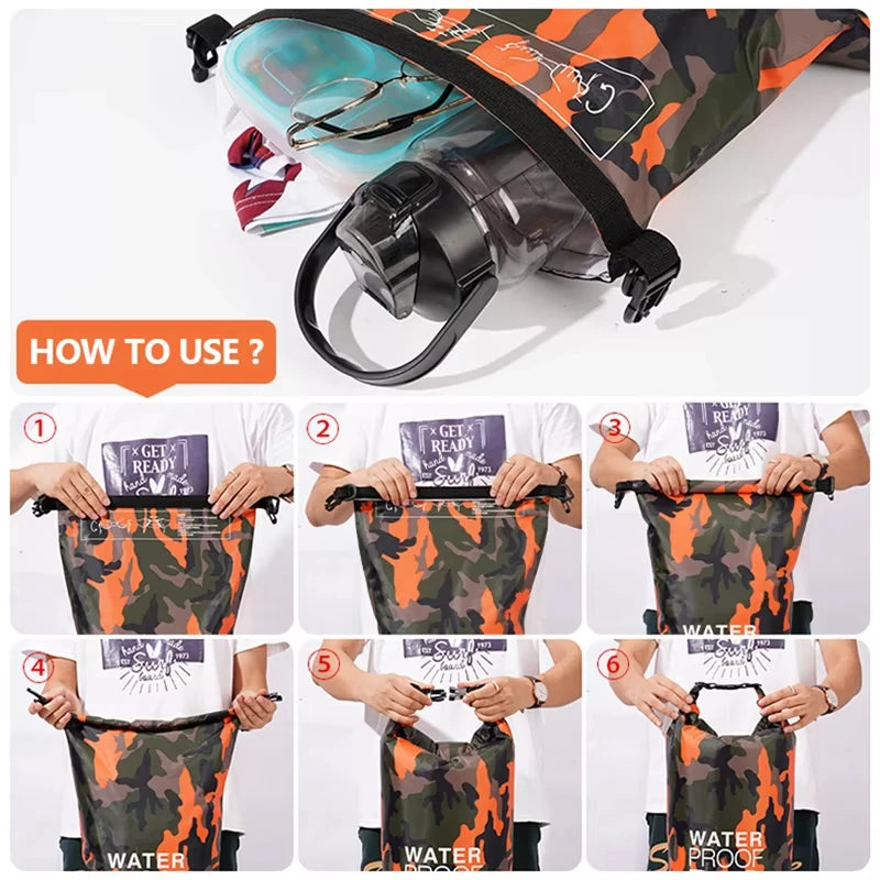 Swimming PVC Pack Dry Bag Backpack for Women Men 10L 15L 20L 30L Waterproof Shoulder Kayak Drifting Rafting Surfing Boating Bag