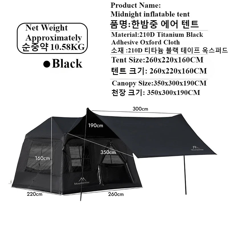 MOUNTAINHIKER 3-5 Person Portable Camping Tent Waterproof Family Beach Tent Quick Opening, Anti-UV Hand Air Pump Inflatable Tent