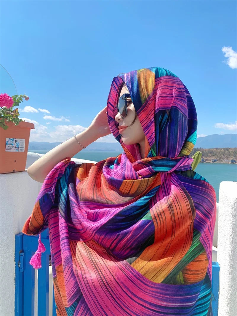 20 Styles 90x180cm Cotton Linen Summer Beach Dress Bikini Cover-ups Sarong Wrap Scarf Women Brazilian Swimsuit Bathing Cover Up