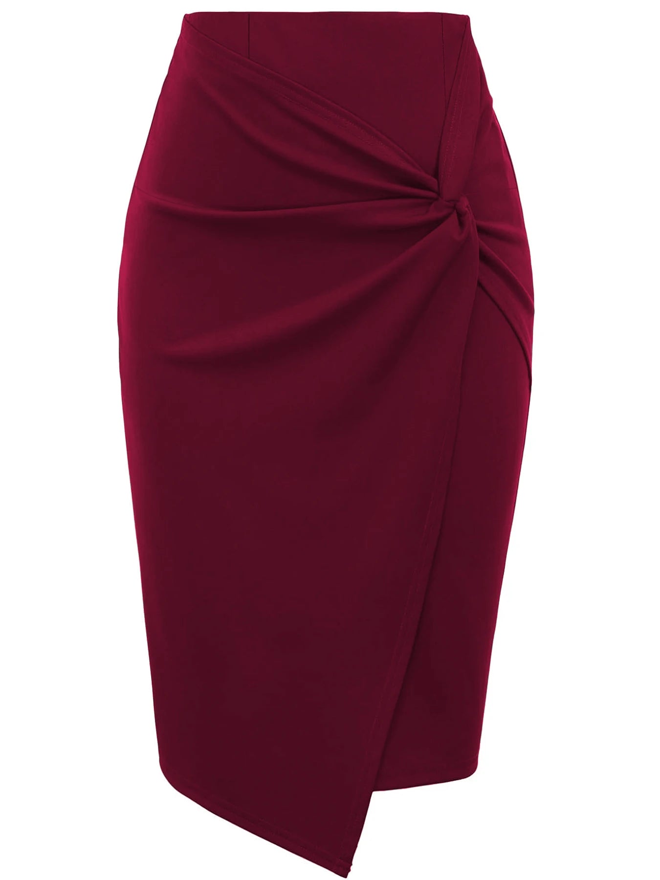 Women Wear to Work Pencil Skirts for Women Elastic High Waist Wrap Twist Front Knee Length Bodycon Skirt