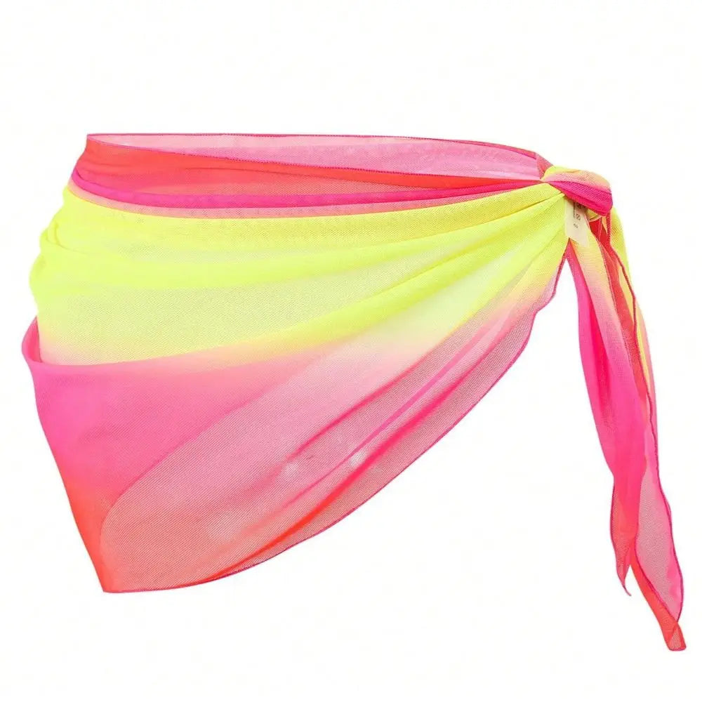 Chiffon Material Beach Dress UPF Protection Short Length Swimsuit Coverups Gradient Color Sheer Fabric Beach Cover Up Skirt