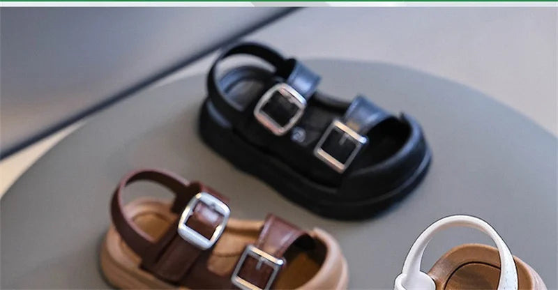 Fashion Solid Korean Kid Sandals Summer New Versatile Anti Slip Soft Bottom Girl Boy Beach Sandal Kindergarten Anti Kick Sandals