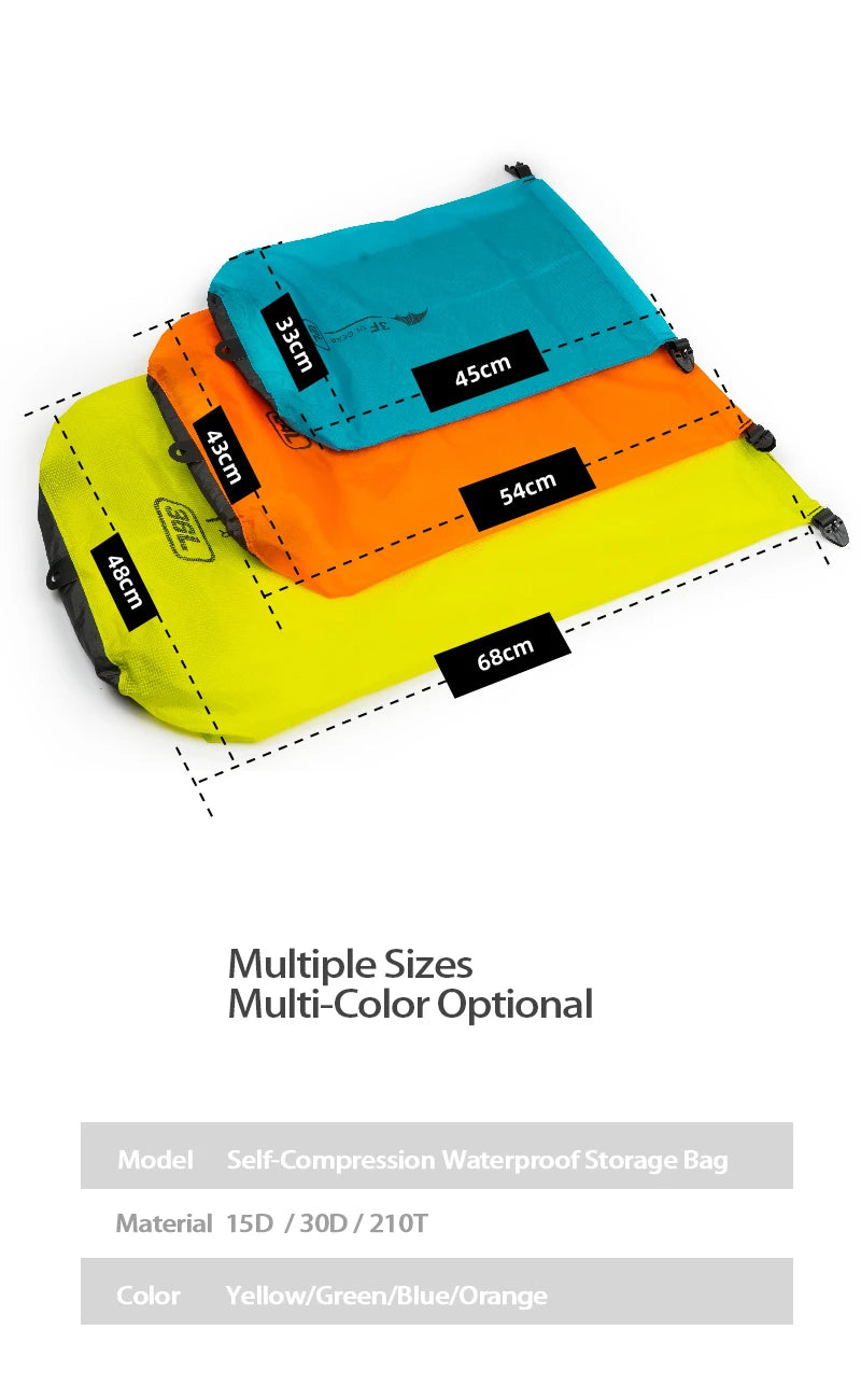 3F UL GEAR 12L 24L 36L Waterproof Bag With Air Valve Exhaust Drifting Swimming Bag Travel Storage Bags Outdoor Camping Equipment