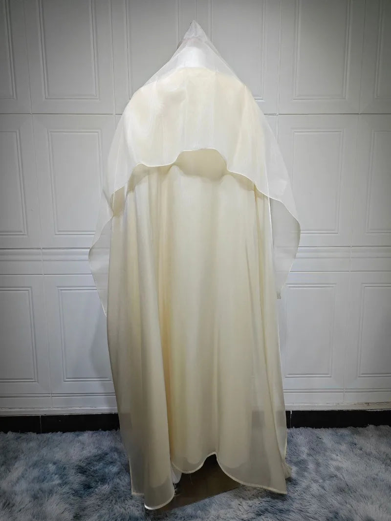 Elegant Arabic Satin Abaya Dress with Hijab Eid Muslim Women Modest Cardigan Islamic Vacation Outfit New in Turkey Kaftan Robe