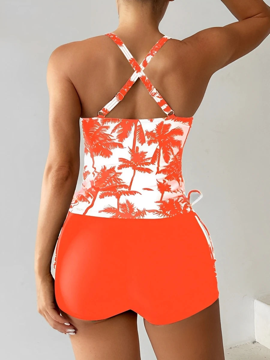 Tankini Two Piece Swimsuit Women Printed Swimwear Female Bathers Bathing Swimming Swim Suit Beach Wear XXL