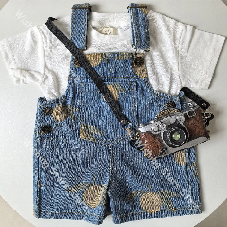 Boys Denim Overalls 2025 KS Girls Cute T-shirt Skirt Boy Simple Cool Tee Tops Shorts Baby Kids Beach Shorts Children Clothes Set
