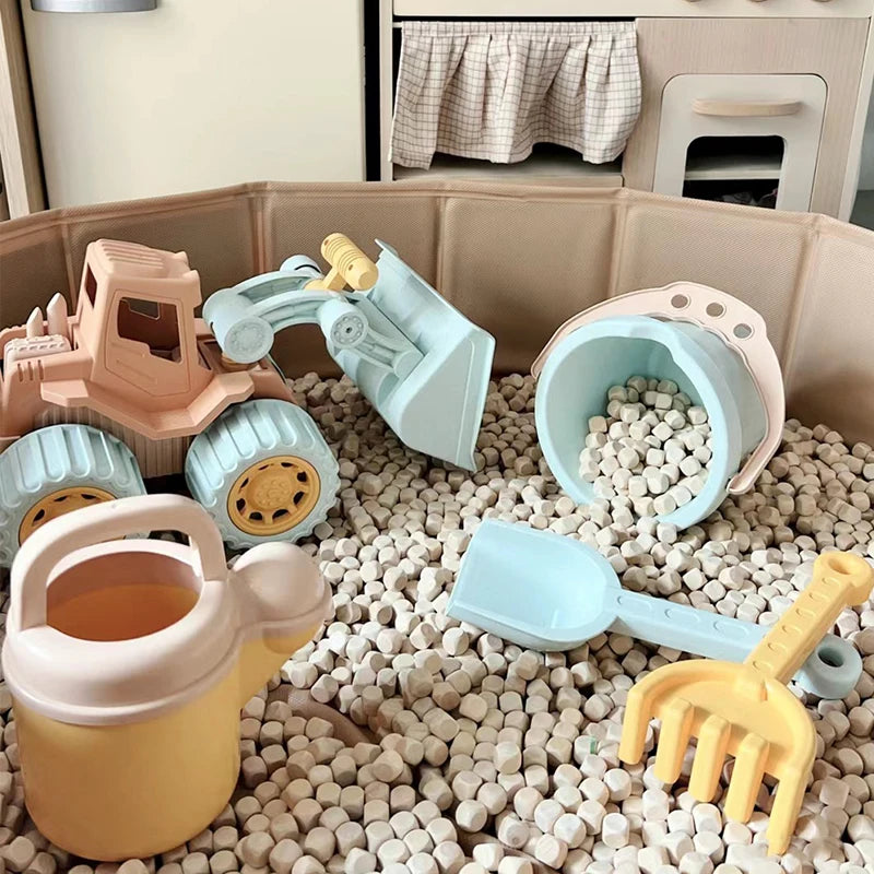 Children's beach toy straw beach bucket set can be loaded with sand digging tools to water flowers outdoor wheat straw toys.