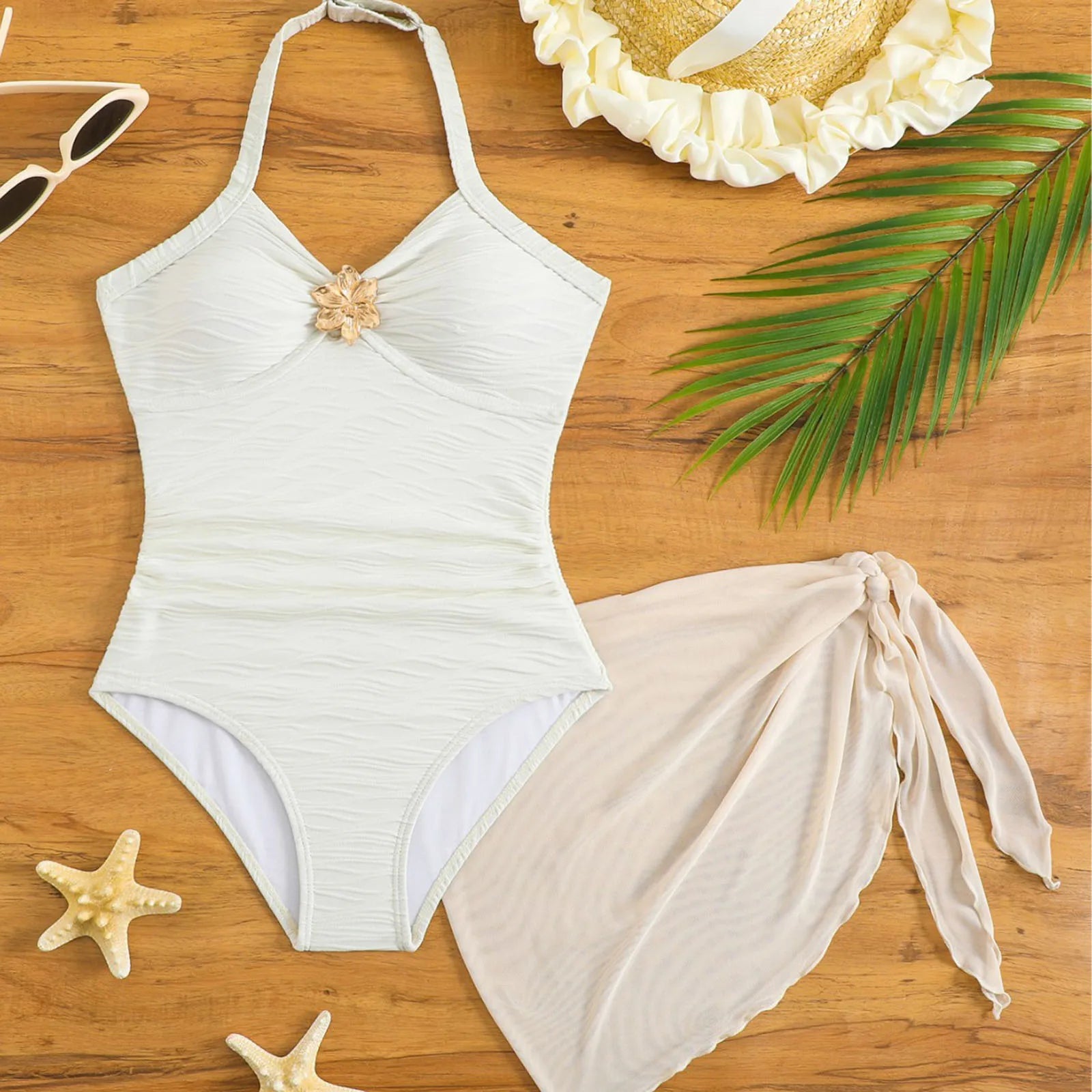 Girls Swimsuits with Shorts Girl's Boho Metal Textured Swimsuit With Beach Cover Up Skirts 2 Piece Two Piece Toddler Swimsuit
