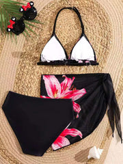 2026 Halter Girls Swimsuit 3 Pieces Bikinis Printed Kids Swimwear Female Children's Bathers Bathing Swimming Swim Suit 8Y-12Y