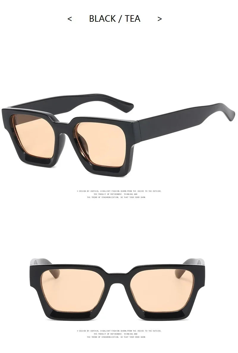 Unisex Square Vintage Sunglasses, UV400 Protection Retro Punk Style Fashion Shades, Designer Eyewear for Men & Women Driving, Outdoor & Daily Wear