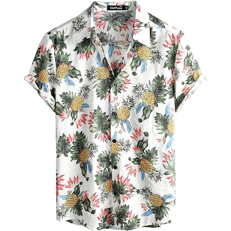 Mens Casual Hawaiian Floral Shirts 3D Full Print Short Sleeve Button Down Tropical Beach Shirts for Men Camisa Manga Masculina
