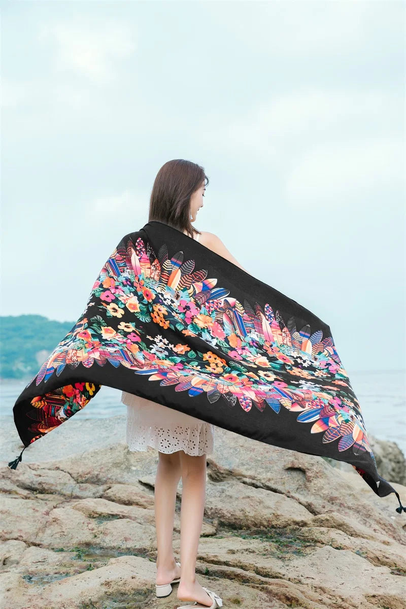20 Styles 90x180cm Cotton Linen Summer Beach Dress Bikini Cover-ups Sarong Wrap Scarf Women Brazilian Swimsuit Bathing Cover Up