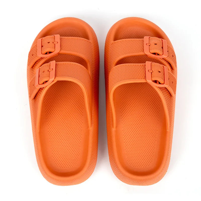 Soft Sole Beach Slippers Men Summer Adjustable Buckle Non-Slip Home Woman Comfortable Thick Bottom Sandals