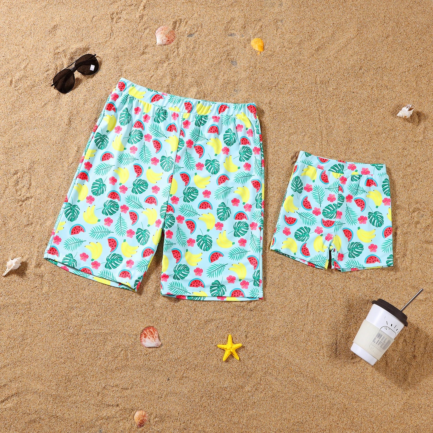 2023 Leaf Swimsuits Family Matching Outfits Look One-Piece Mother Daughter Swimwear Mommy and Me Clothes Father Son Swim Shorts