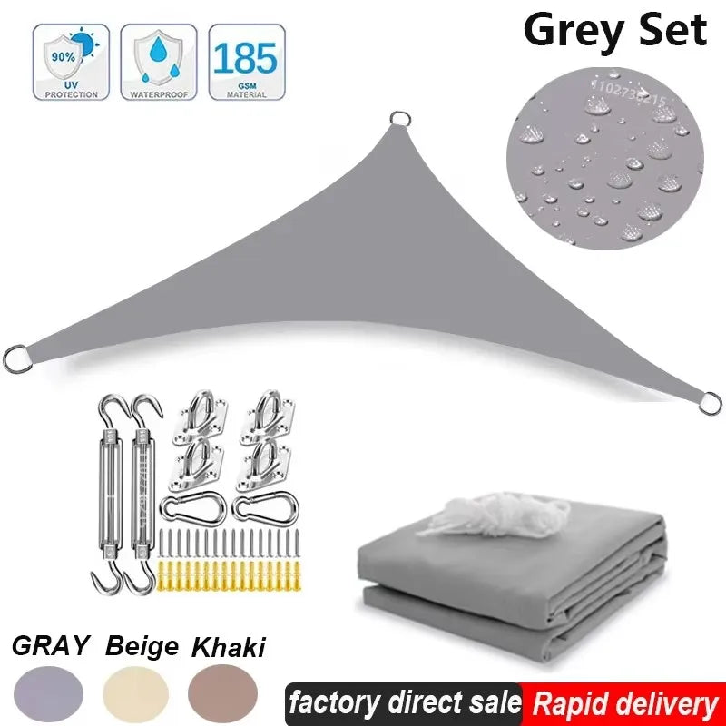 Multi-size Triangle Sun Shade Sail Waterproof Outdoor Garden Patio Party Sunscreen Awing Sun Canopy For Beach Camping Pool