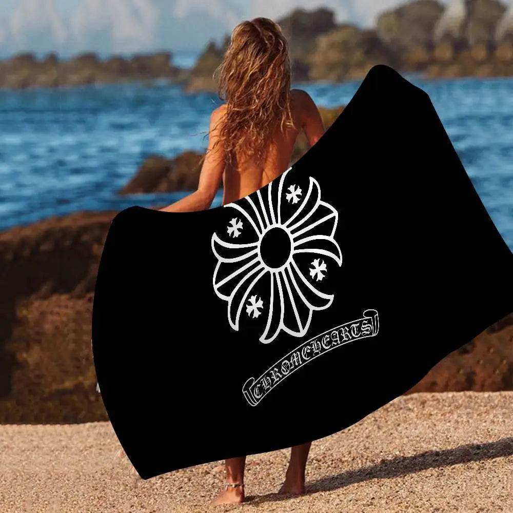 Classic C-Chrome H-Hearts Microfiber Beach Towel Absorbent Quick Dry Soft Yoga Swimming Resort Mountain Climbing Towel