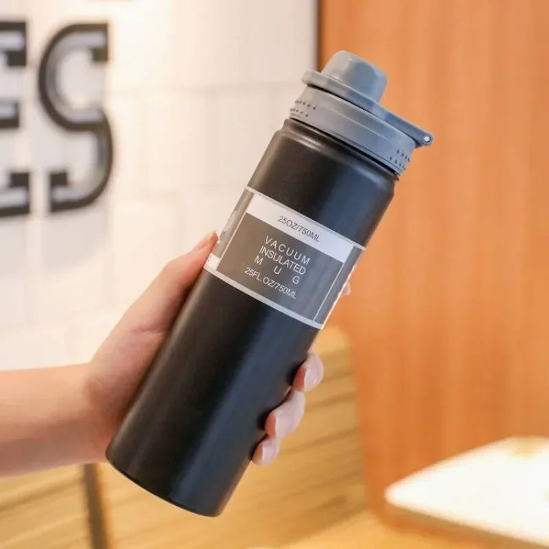 750ML Stainless Steel Outdoor Thermos Bottle Cup Large-Capacity Portable Sports Travel Car Water Cup Kettle Kids Water Bottle
