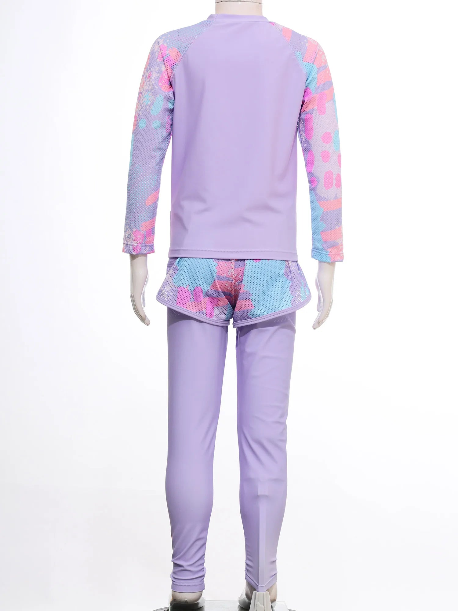 Kids Girls Swimsuit Rash Guard 3Pcs Sunsuit Outfit Long Sleeve Floral Tops Shorts Legging Child Sun Protection Pool Swimwear Set