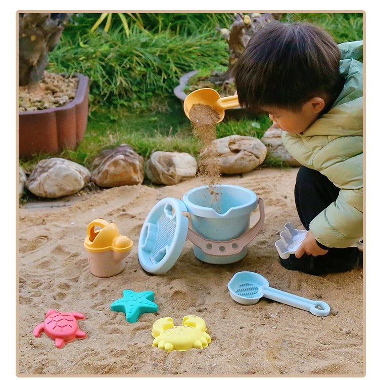 9 Piece Beach Sand Toys, Durable Sand Bucket with Shovel Tool, Thickened Material, Sand Castle Outdoor Play Set Birthday Present