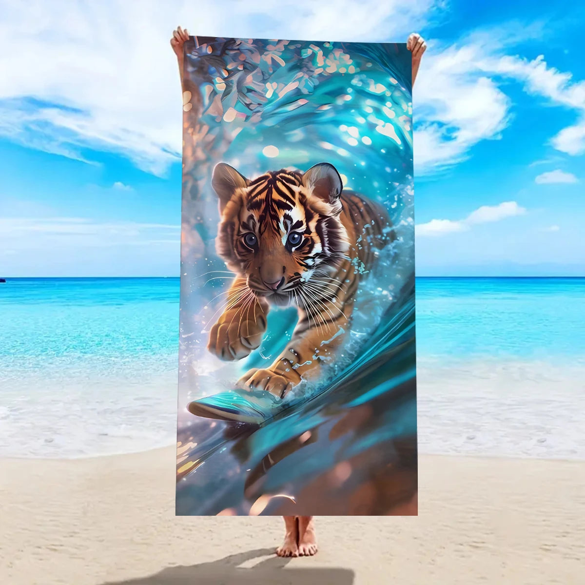 1pc Dolphin Octopus Animal Large Beach Towel, Quick drying Water absorbing Beach Towel, Swimming, Vacation, Camping Beach Towel