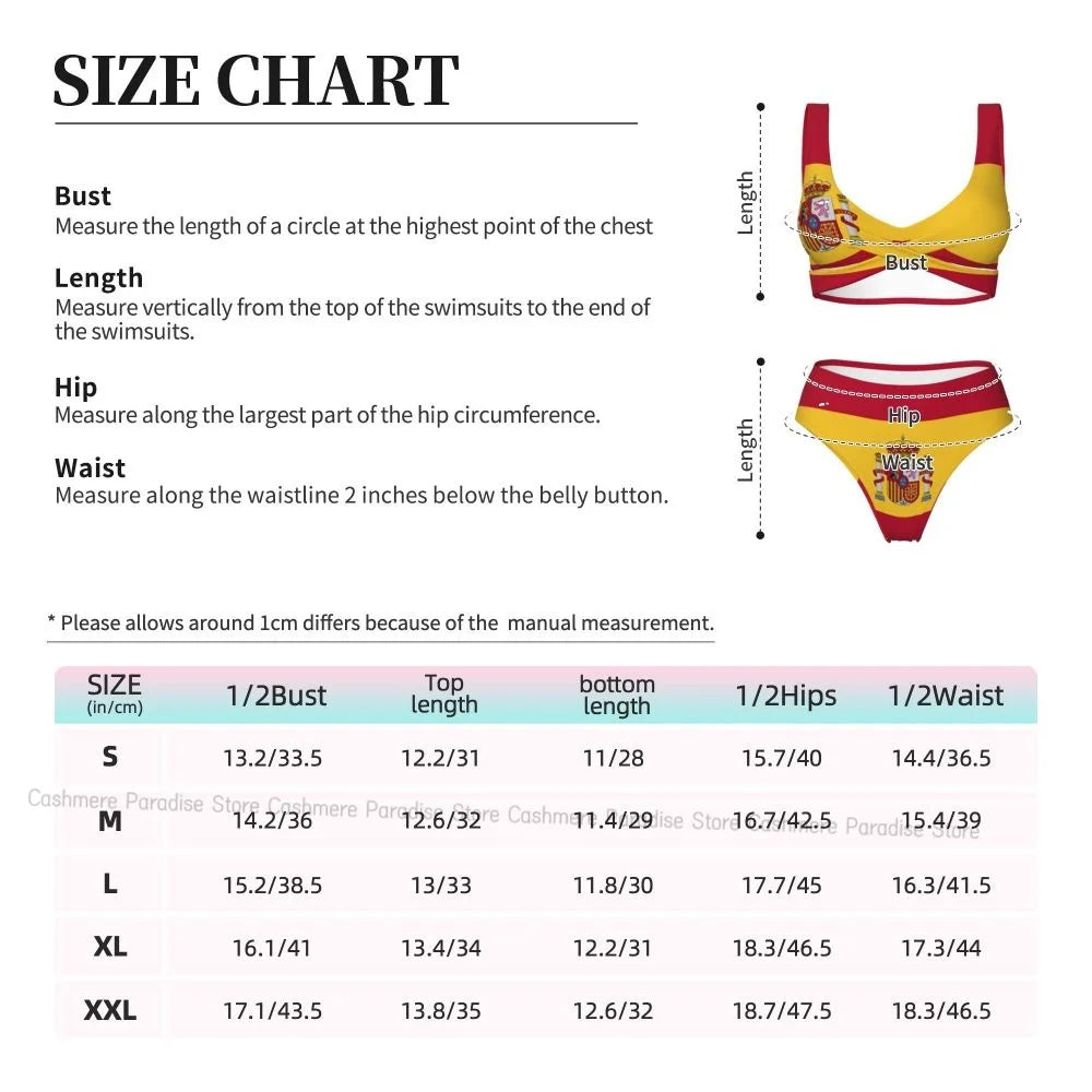 The Push-Up Bikini Women Sexy Separate Swimsuit Spain Flag Two-piece Beachwear