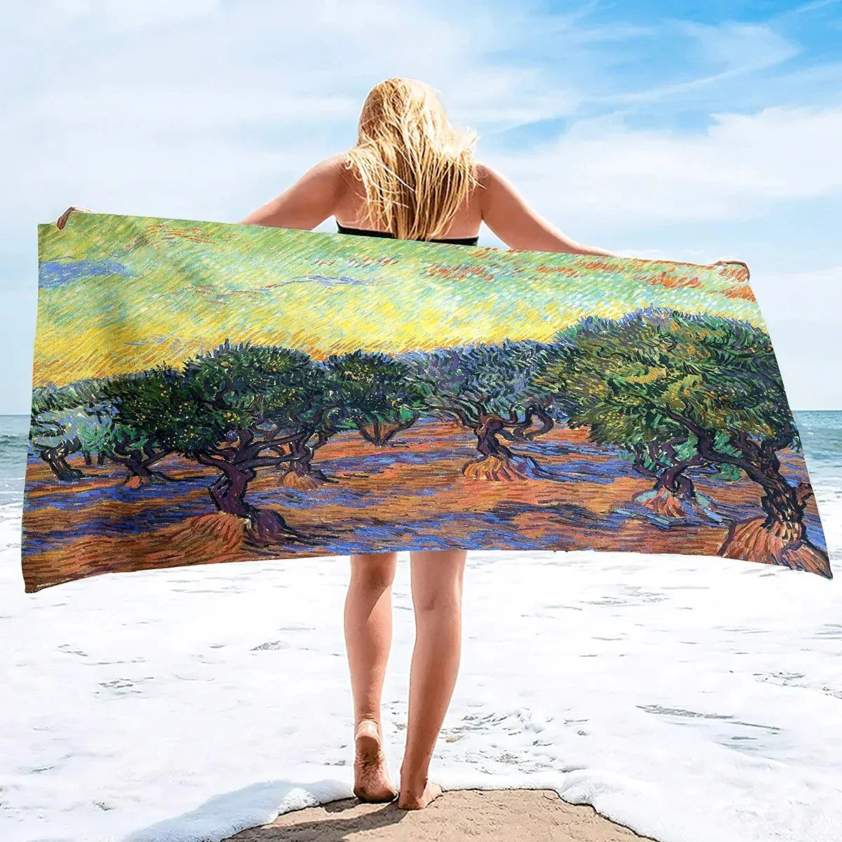 Van Gogh Starry Night Sand Free Beach Towels Absorbent Oversized Bath Towel Large Size Hand Towels for Swimming Bathroom Pool