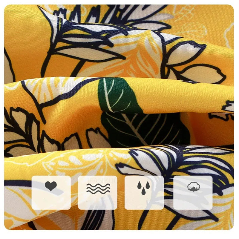 Summer Children Beach Shirt Set Boys Girls Baby Loose Printed Shirts Fashion Vacation Style Kid Short Sleeve+short Pants Outfits