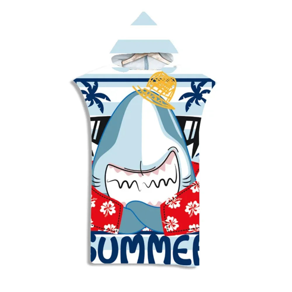 Adult Kids Beach Towel Quick Dry Hooded Cloak Children Women Large Bath Towels Sand Free Poncho Bathrobe For Summer Swim Surf
