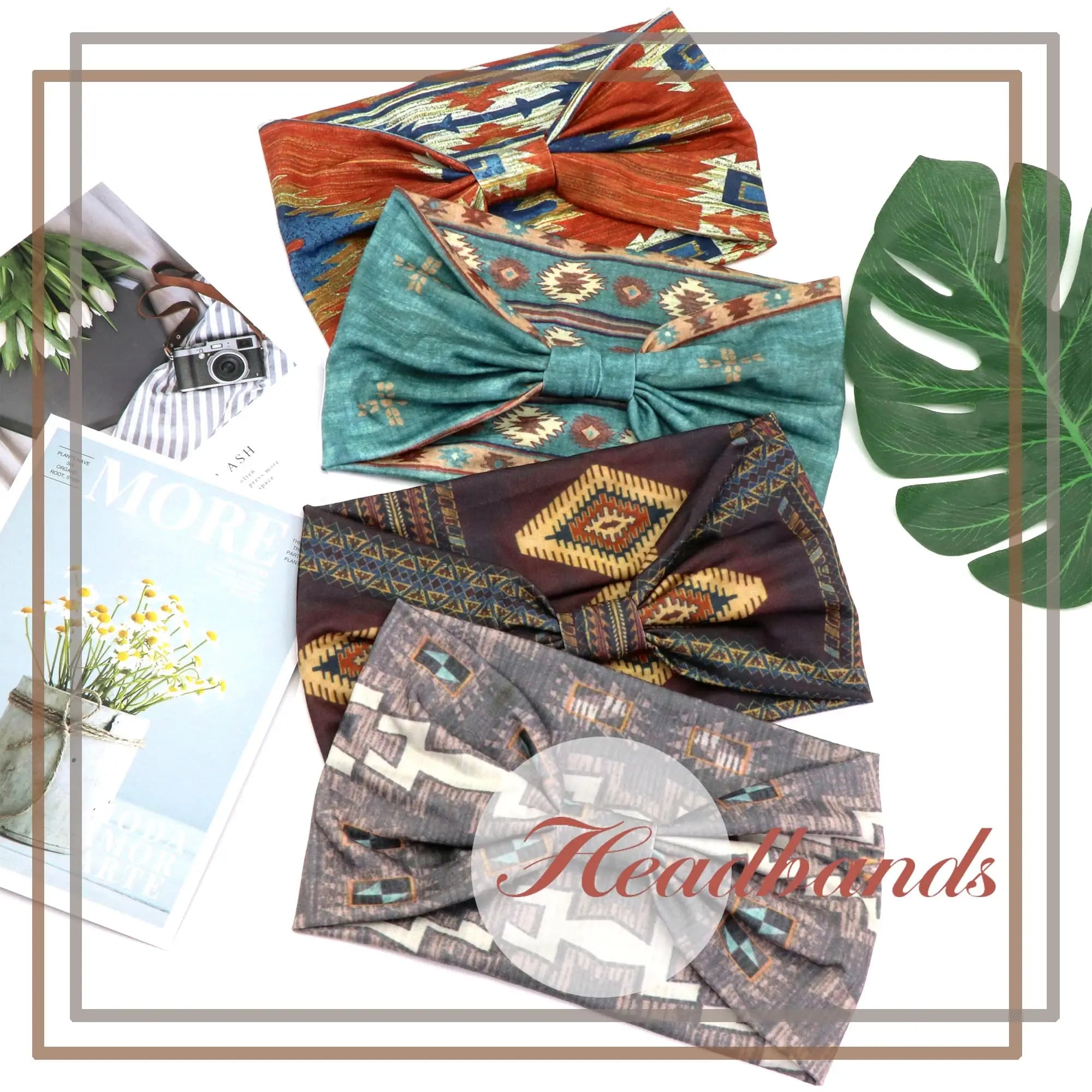 Boho African Headbands for Women Wide Cotton Turban Headwrap  Knot Elastic Hairbands Bandeau Sport Workout Yoga Hair Accessories