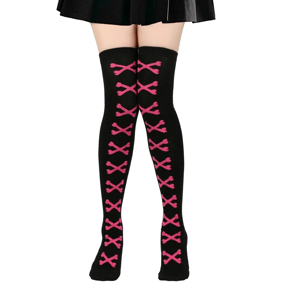 Halloween Stockings Blood Bat Spider Web Socks Festival Dress Up Props Cosplay Makeup Ball Party Skull Head Bone Long Socks New