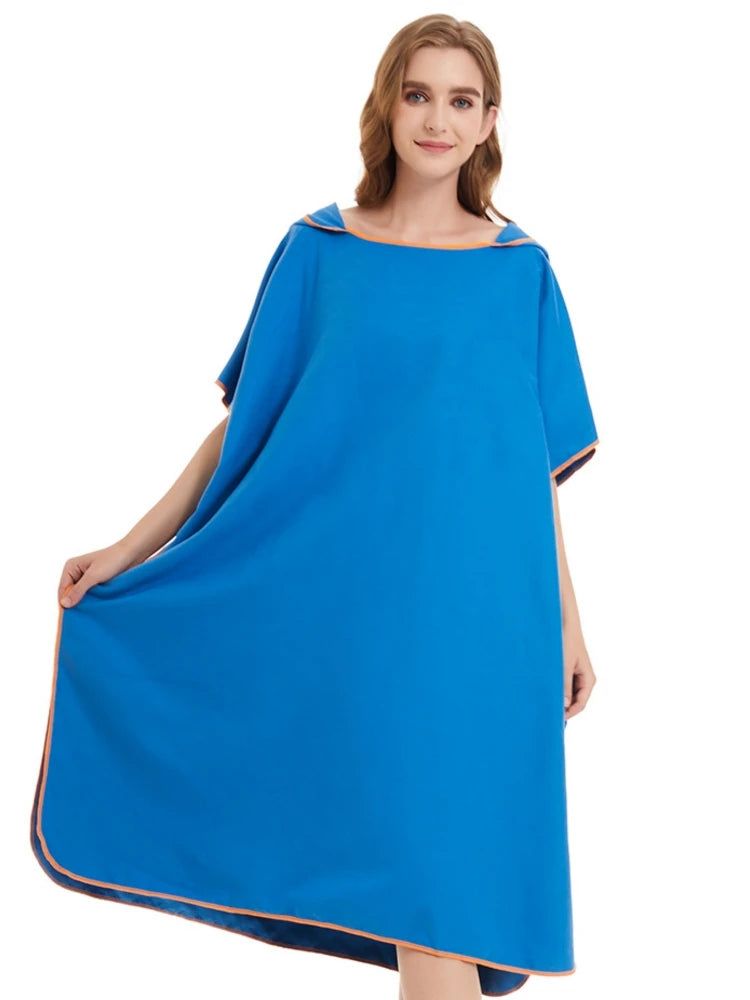 Quick Dry Changing Robe Hooded Absorbent Bathrobe Super Absorbent Bath Towel for Swimming Fitness Yoga Beach