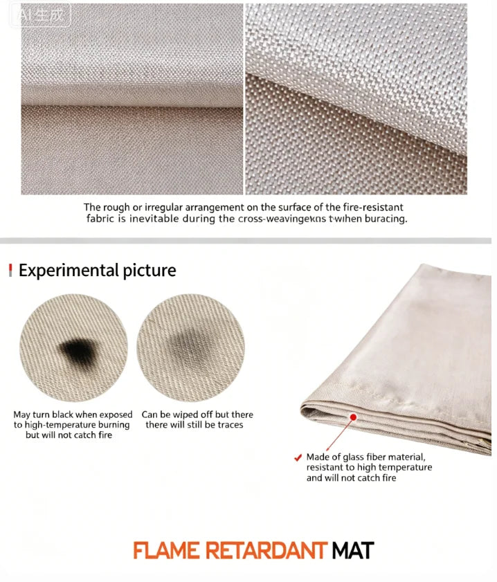 Outdoor Camping Fireproof Cloth Picnic Barbecue Insulation Mat Flame Retardant High Temperature Fire Blanket Fiberglass Mat