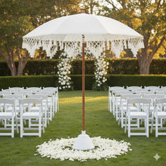 Outdoor UPF50+ Sunshade Umbrella Rotatable Triangle Tassel Design Garden Beach Wedding Decoration Single Umbrella without Base