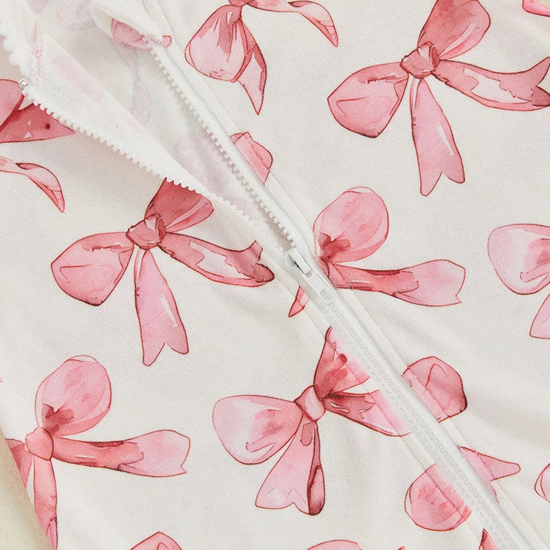 Children Baby Girls Swim Coverups Summer Beachwear Bow Print Short Sleeve  Hooded Bathrobe Absorbent Dress Zip-Up Robe Towel