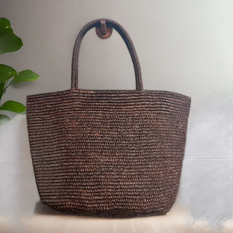 Large Handwoven Rattan Tote Bag for Women Natural Straw Beach Bag Purse Luxury Shoulder Bags Handbag Summer