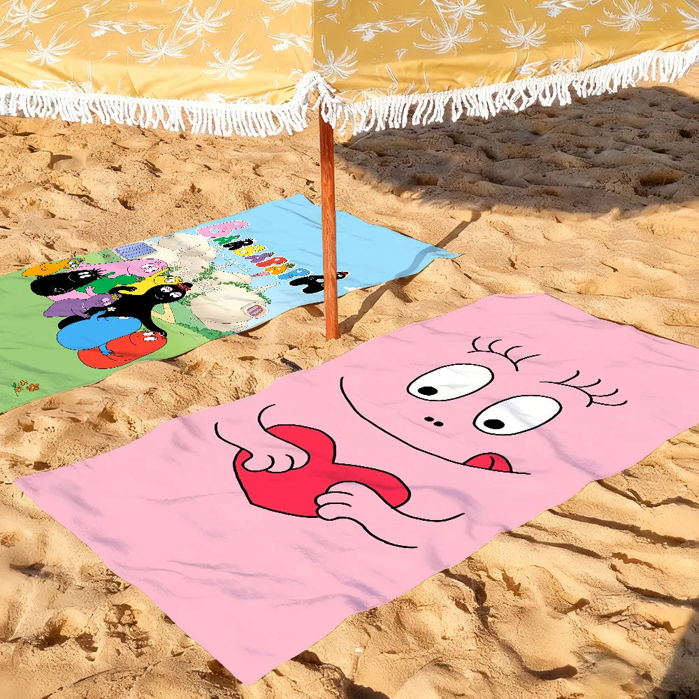 Cute B-Barbapapa Cartoon Towel Soft Pool Gift For Travel Gym Shower Camping Quick Dry Sports Large Beach Towel