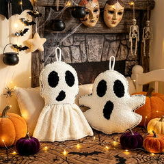 Halloween Ghost Plush Ornament Spooky Ghost Figure Decor Soft Fabric Ghost Figurine for Home Table Holiday Party Decoration