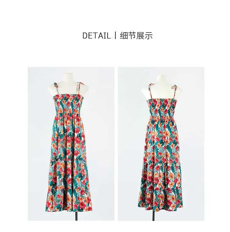 Family Holiday Clothes Dad and Son Boy Beach Shirts Two Piece Sets Vacation 2023 Mom and Baby Girl Floral Smock Dress Sleeveless