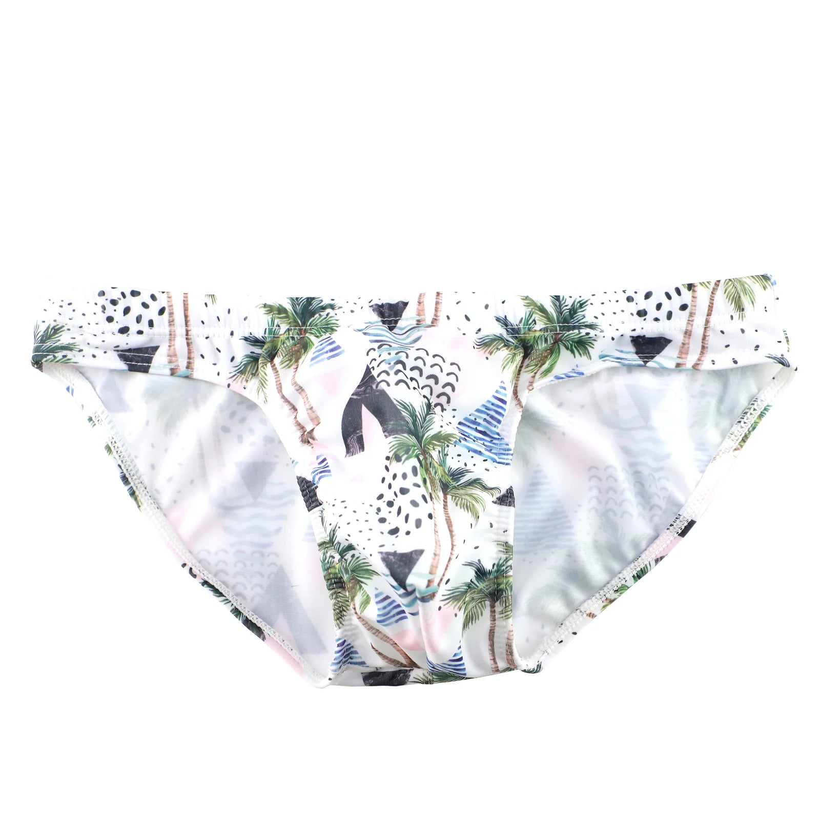 Mens Drawstring Swimming Briefs Quick-drying Print  Low Waist Swim Trunks Lace Up Beachwear Bathing Shorts Summer Bikini