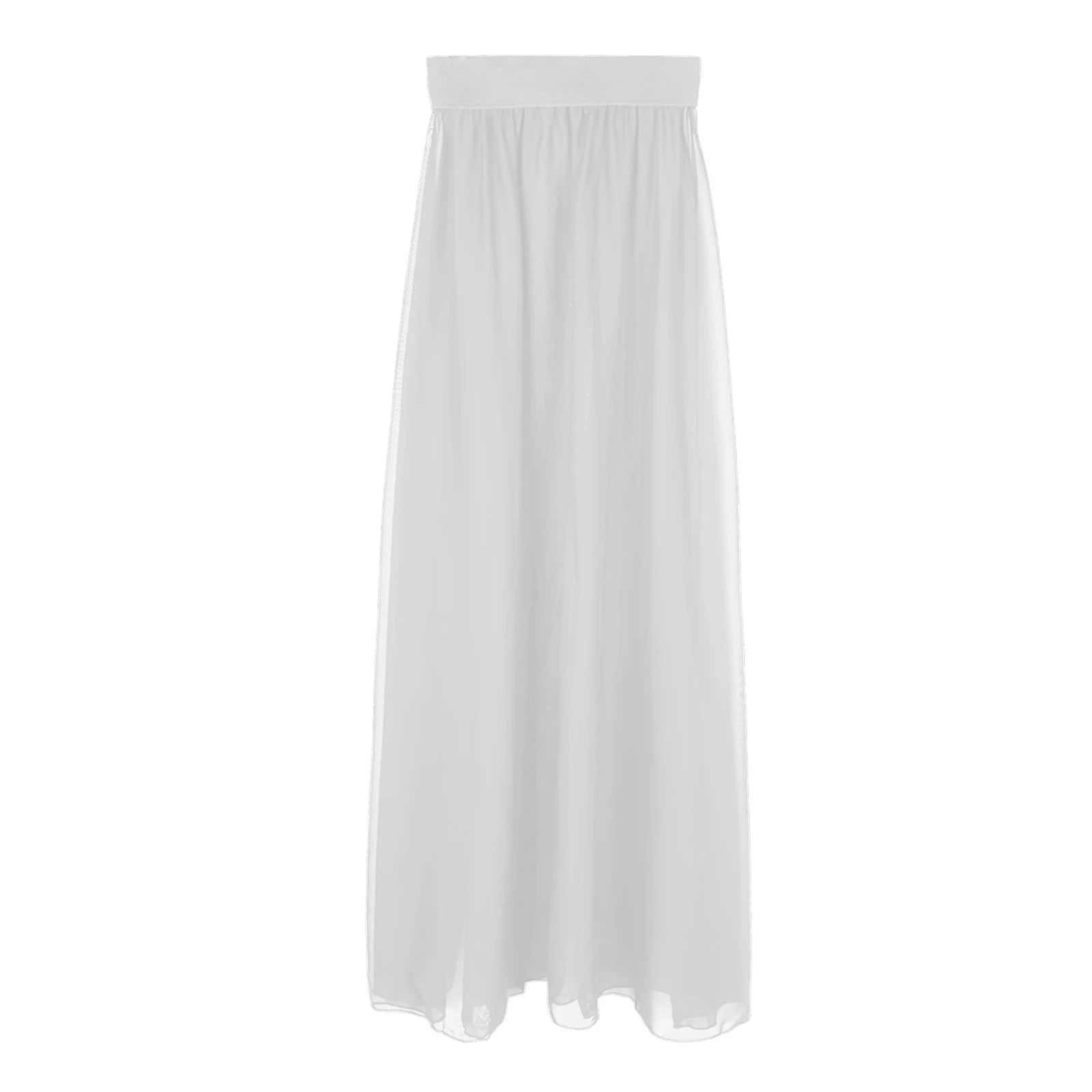 Sexy Women Sheer See Through Chiffon Maxi Skirts High Split Flowy Long Skirt Transparent Bikini Cover Up Bottoms Pool Party Club