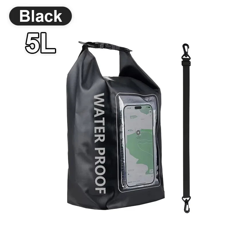 2L/5L Waterproof Dry Bag Touch Screen Swimming Waterproof PVC Bag Rafting Floating Outdoor Sport Bag Surfboard Kayak Storage Bag