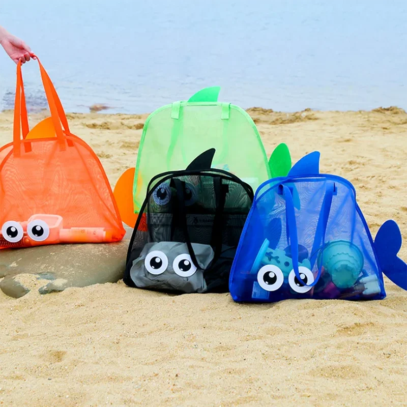 Cute Large Capacity Storage Bag Portable Foldable Mesh Sand Digging Toy Organizer Pouch for Beach Travel Outdoor Sports